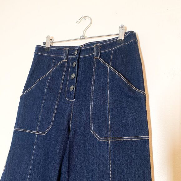 Cinq a Sept Benji Wide Leg Jeans 4 Indigo Blue High Waist Button Fly - Picture 2 of 7
